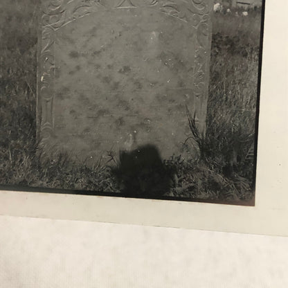 Antique Glass Plate Lantern Slide Photo 1776 Grave with Skull Skeleton Creepy