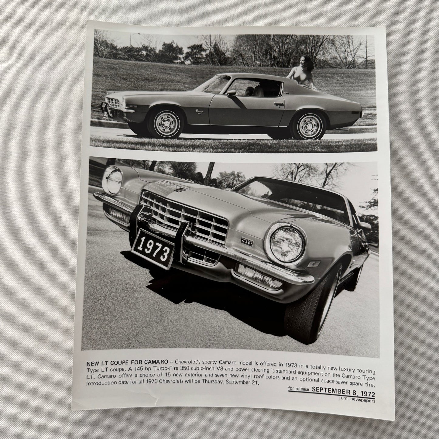 1973 Chevrolet Camaro Factory Press Publicity Photo Photograph Vintage