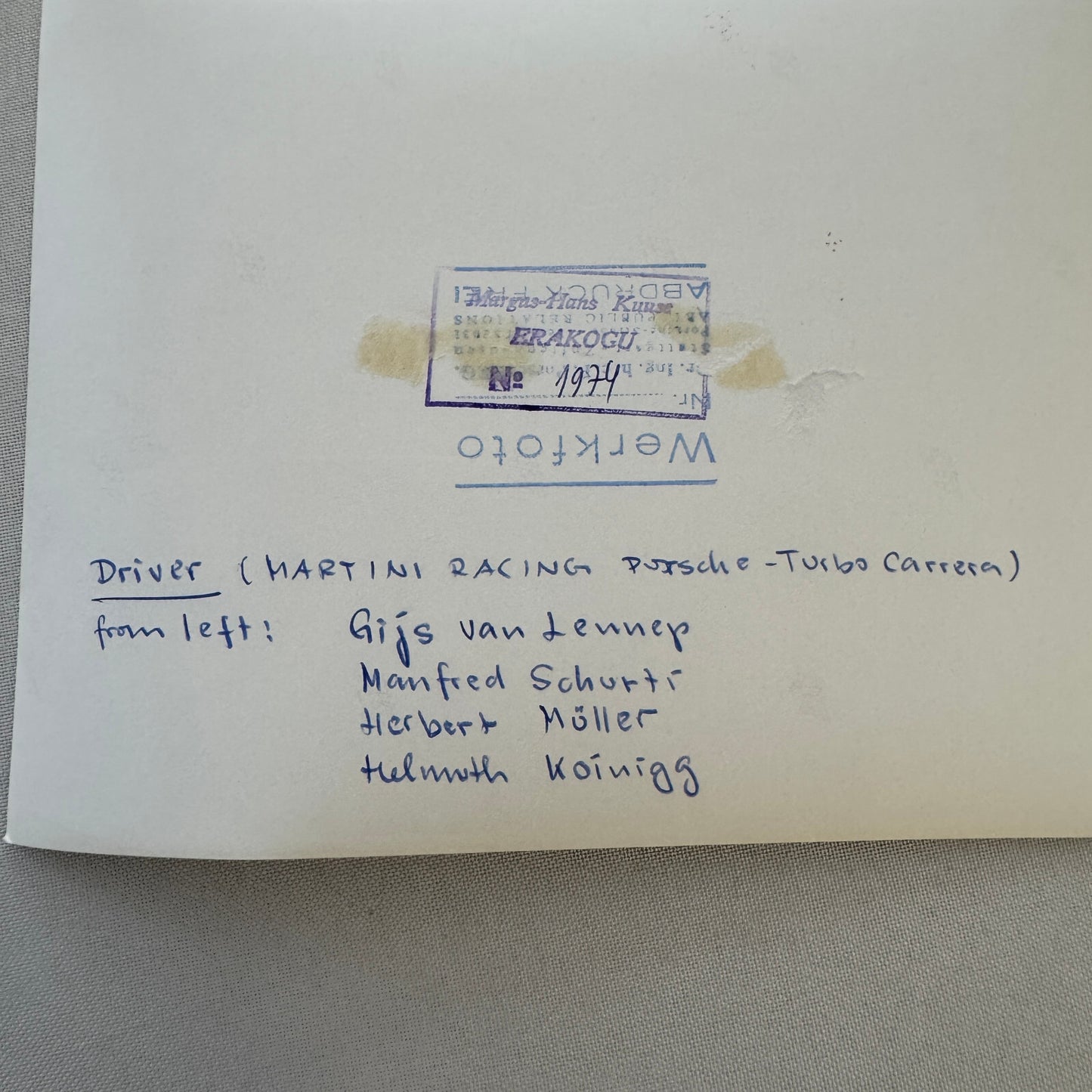 Porsche Martini Racing Team Photo Photograph Herbert Muller Gijs Van Lennep +