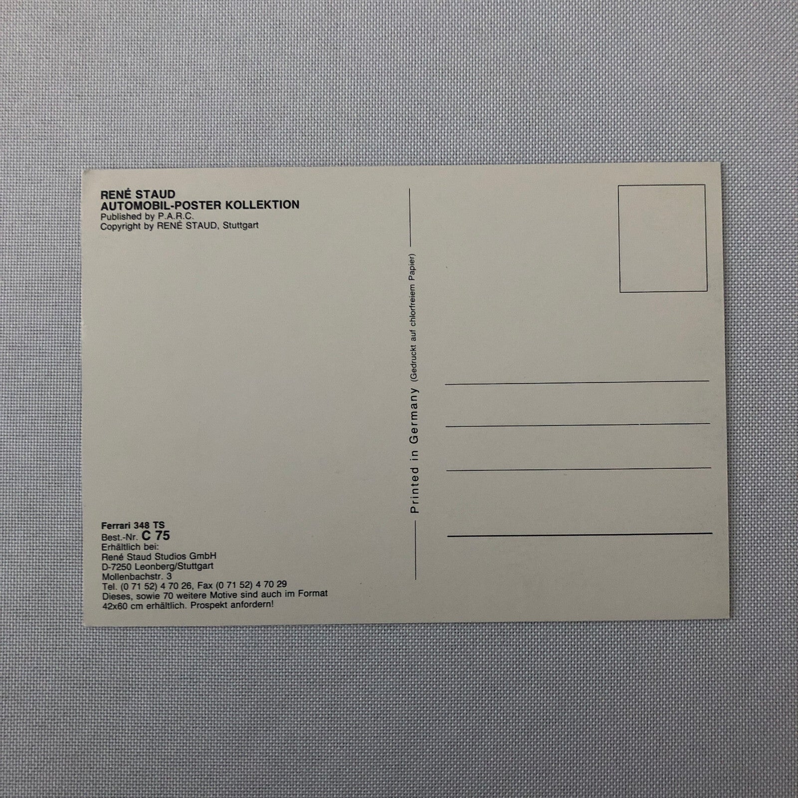 Ferrari 348 TS Rene Staud Postcard Post Card Ferrari 348TS