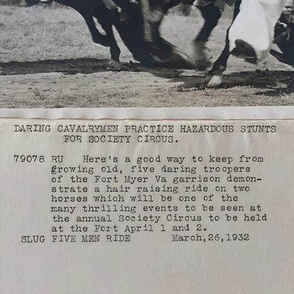 Press Photo Photograph Horse Stunt Show Cavalry 1932 Underwood & Underwood
