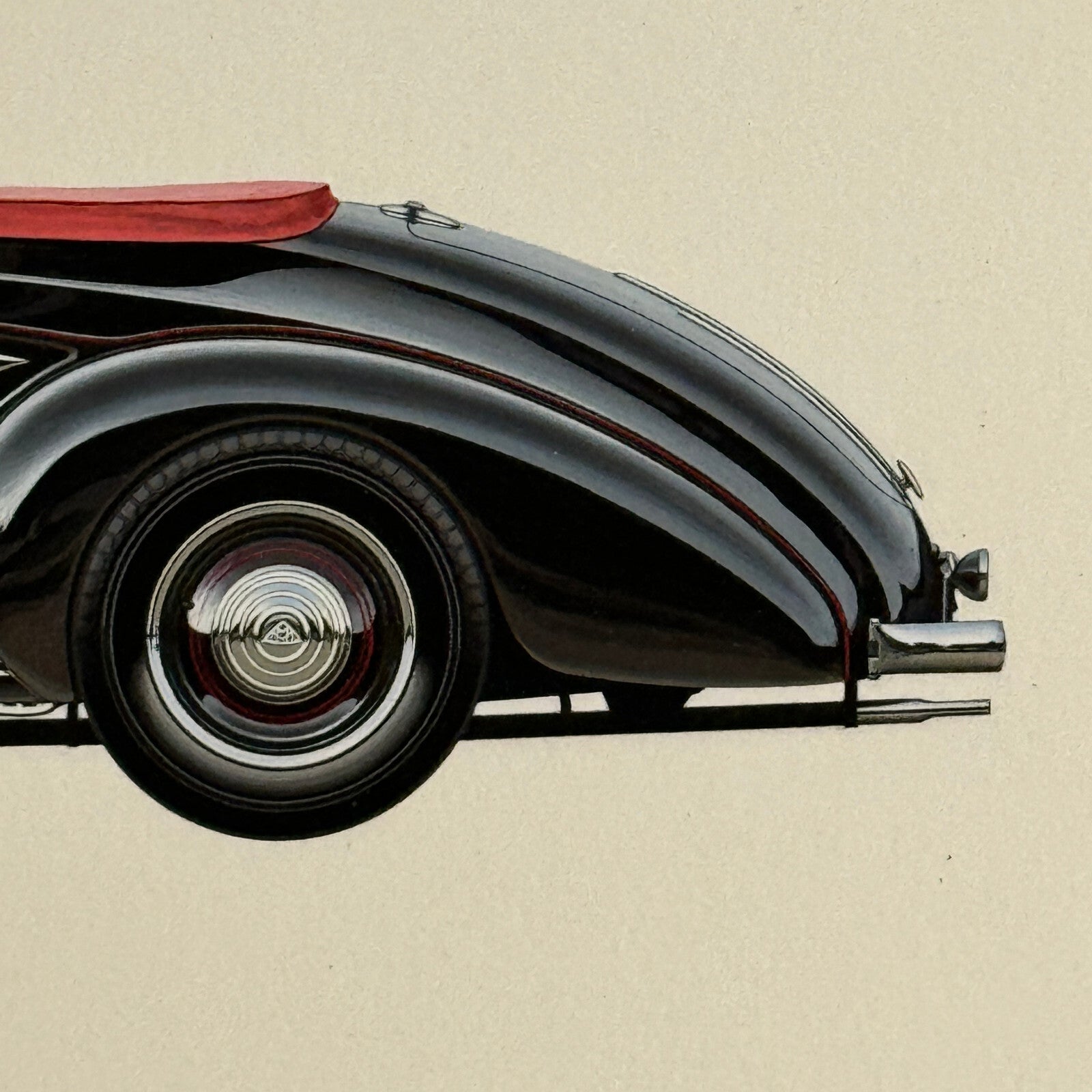 1937 Maybach Zeppelin D5 8 Sport Cabriolet by Spohn Illustration Art Hand Drawn