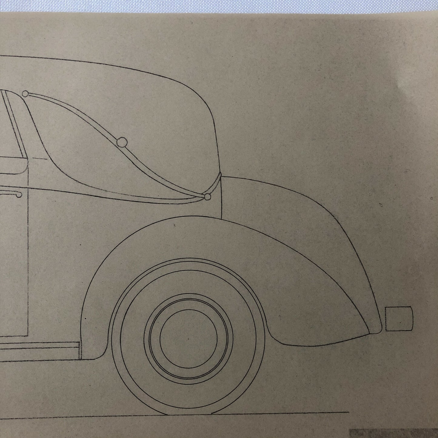 1936 Coachbuilder Car Design Blueprint Rendering Blue Print Coupe Cabriolet 