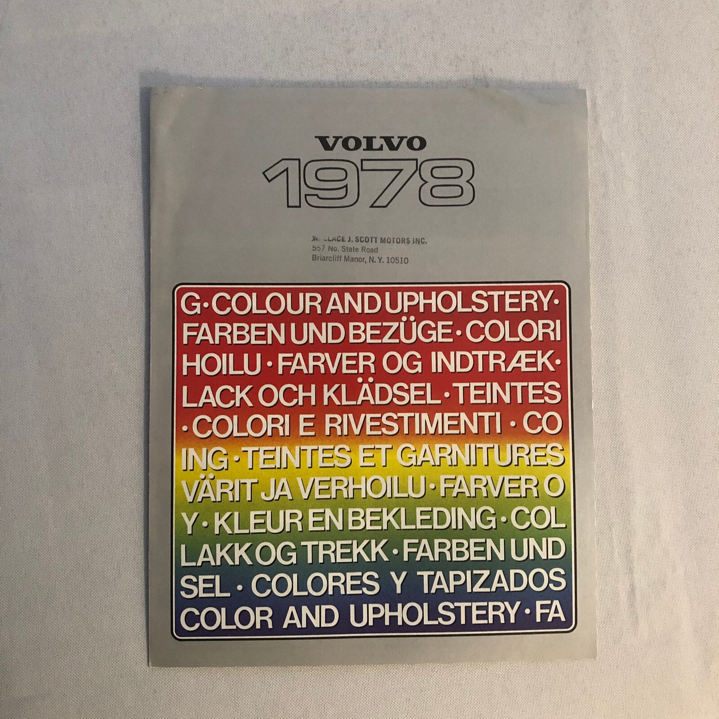 1978 Volvo Color and Upholstery Sales Brochure Catalog 242 244 245 265 264 GL