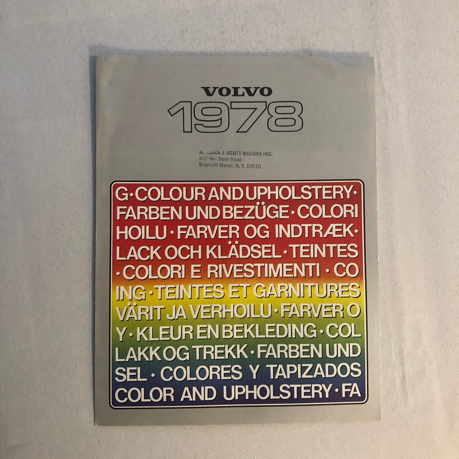 1978 Volvo Color and Upholstery Sales Brochure Catalog 242 244 245 265 264 GL