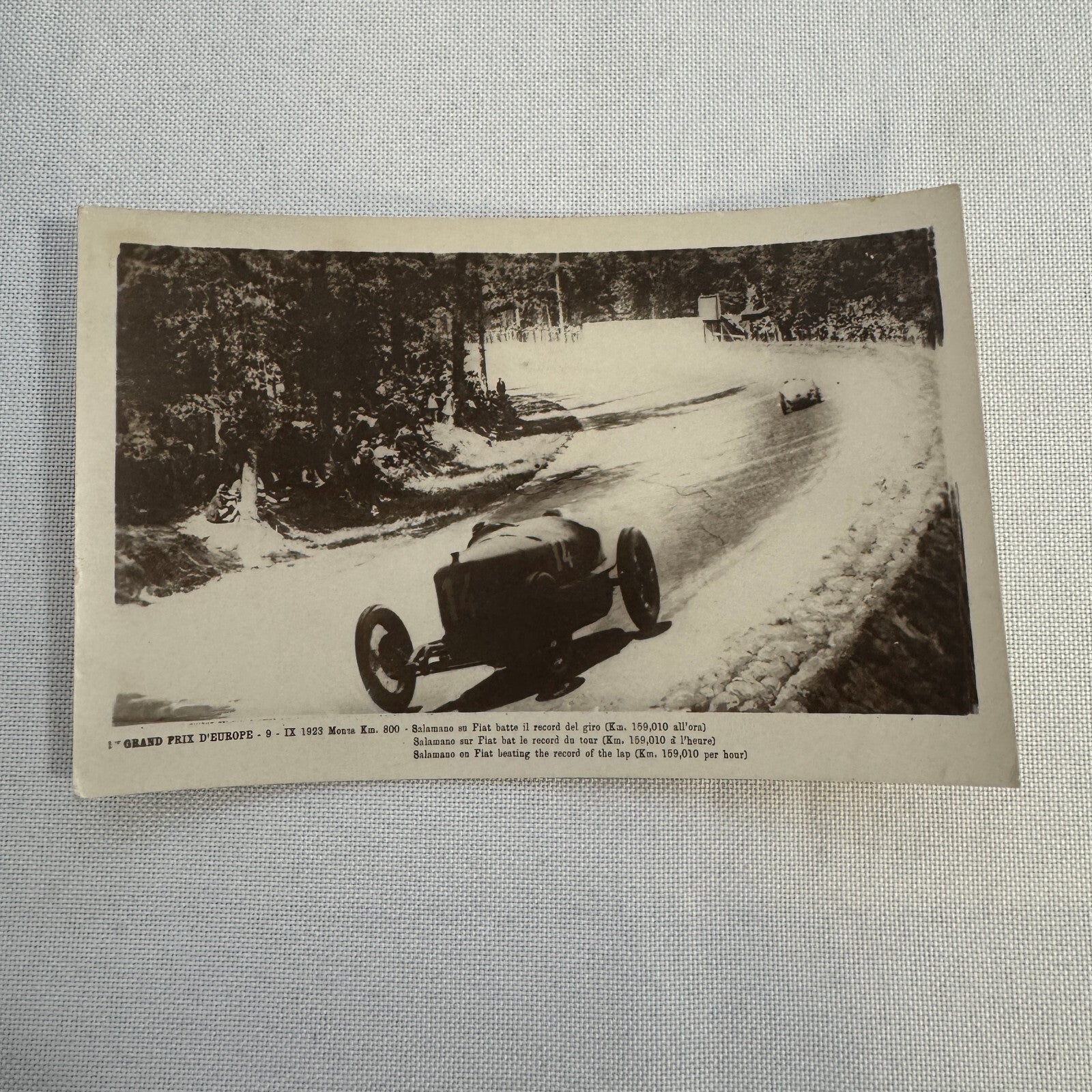 Vintage Fiat Racing Car Postcard Post Card European Grand Prix 1923 Race