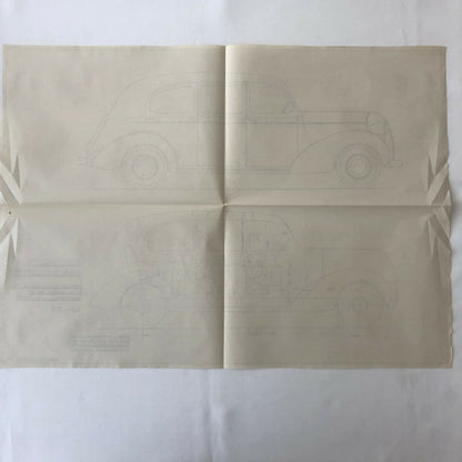 1937 Coachbuilder Car Design Blueprint Rendering Blue Print 6 Door Limousine 
