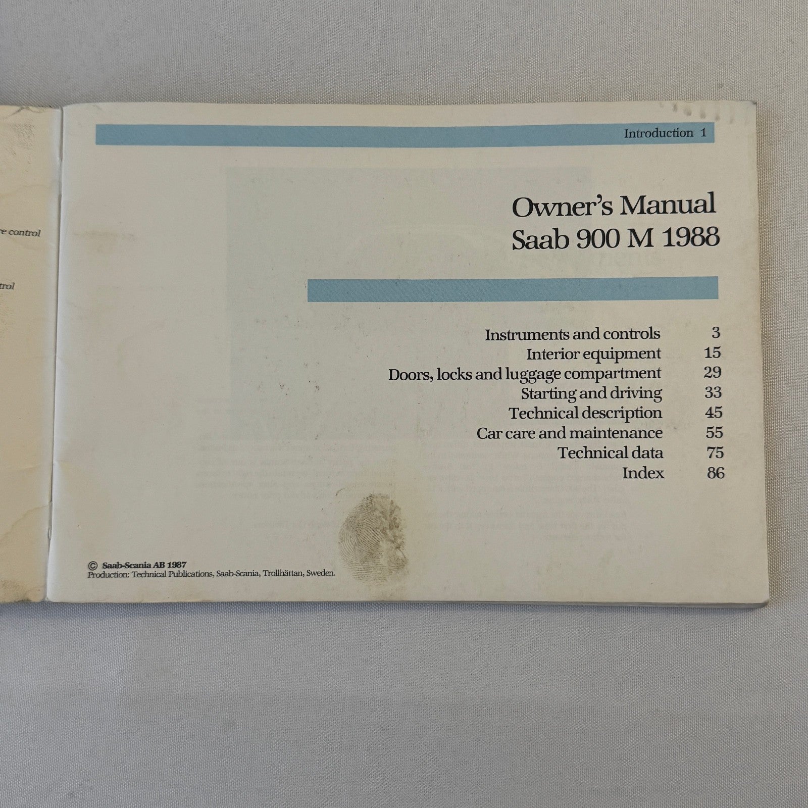 1988 Saab 900 Owners Manual Book Pouch Sedan Convertible Vintage Car