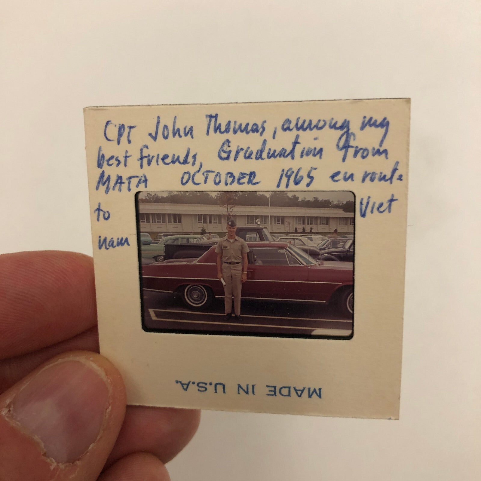 35MM Slide Photo Vietnam Solider MATA Graduation 1965 with Car 