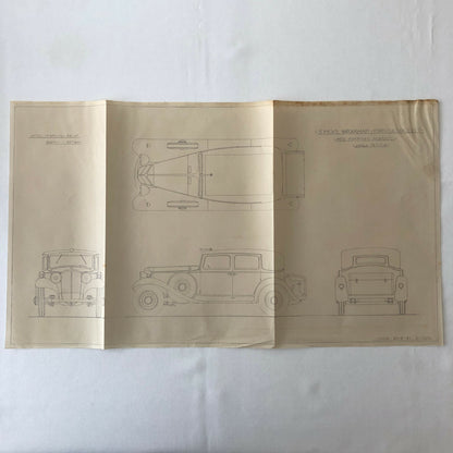 1931 Coachbuilder Car Design Blueprint Rendering Blue Print Brougham Sedan Body 