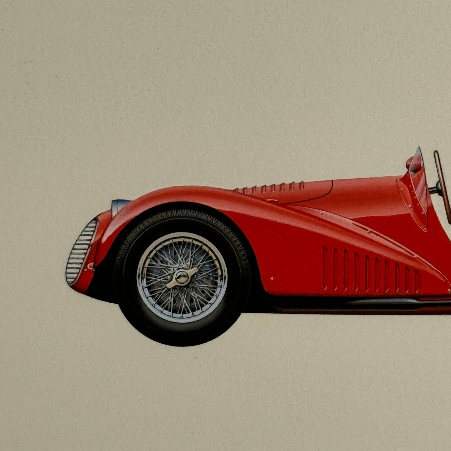 1952 Maserati A6 GCS 2000 Roadster Car Illustration Hand Drawn Art Vintage