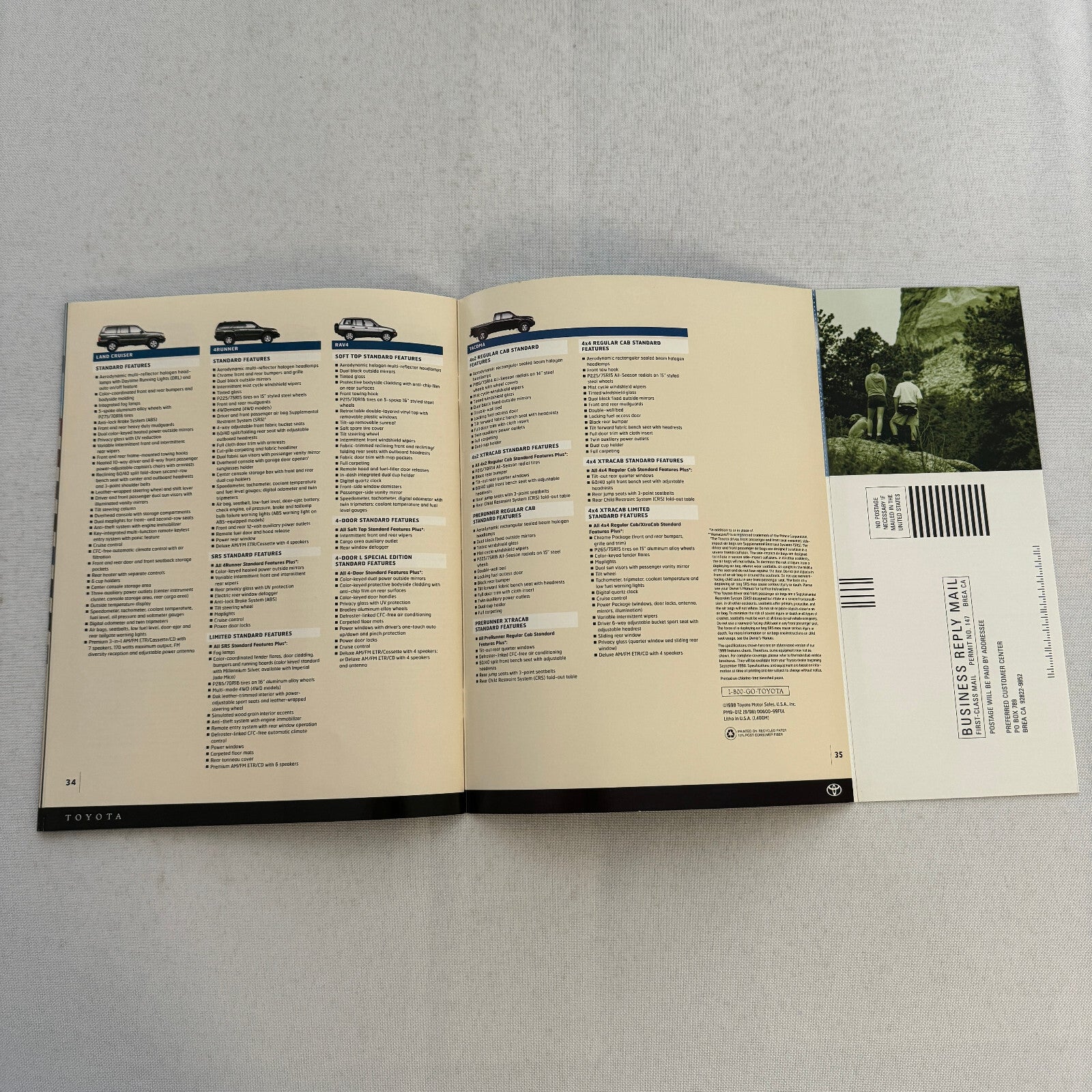 1999 Toyota Sales Brochure Catalog Solara Celica Corolla Tacoma Rav4 LandCruiser