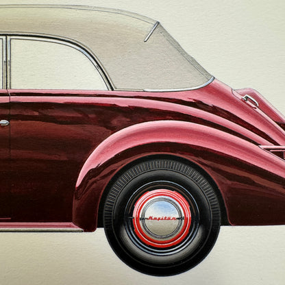 1939 Opel Kapitan Cabriolet Car Automobile Illustration Art Drawing Hand Drawn