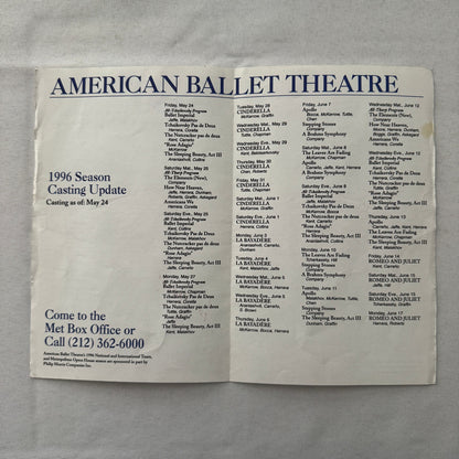 American Ballet Theatre Stagebill Playbill Program Signed Jose Manuel Carreno 96