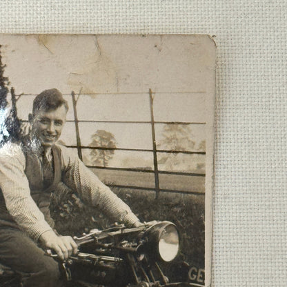 Vintage Photograph Photo Man on Motorcycle Bike