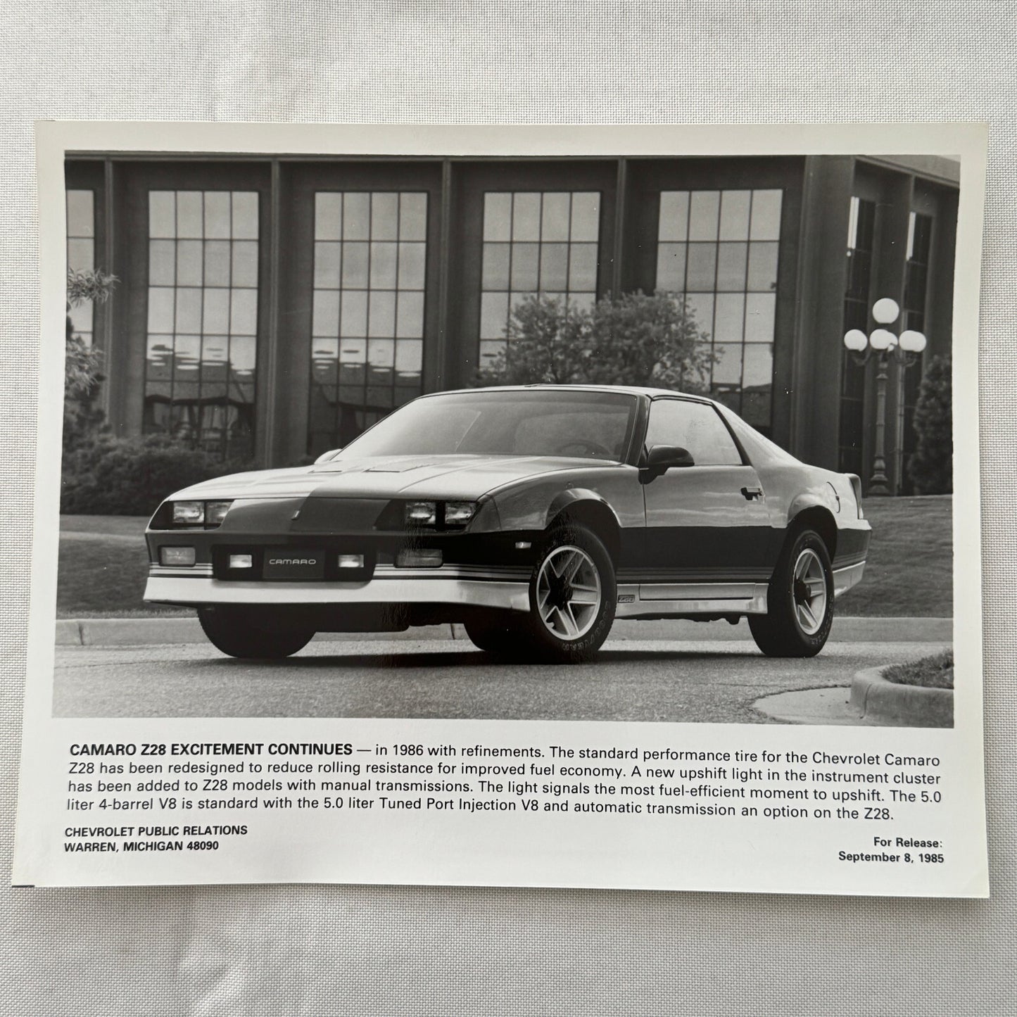 1986 Chevrolet Camaro Z28 Factory Press Publicity Photo Photograph Print Chevy