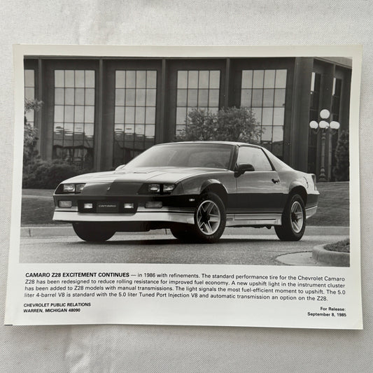 1986 Chevrolet Camaro Z28 Factory Press Publicity Photo Photograph Print Chevy