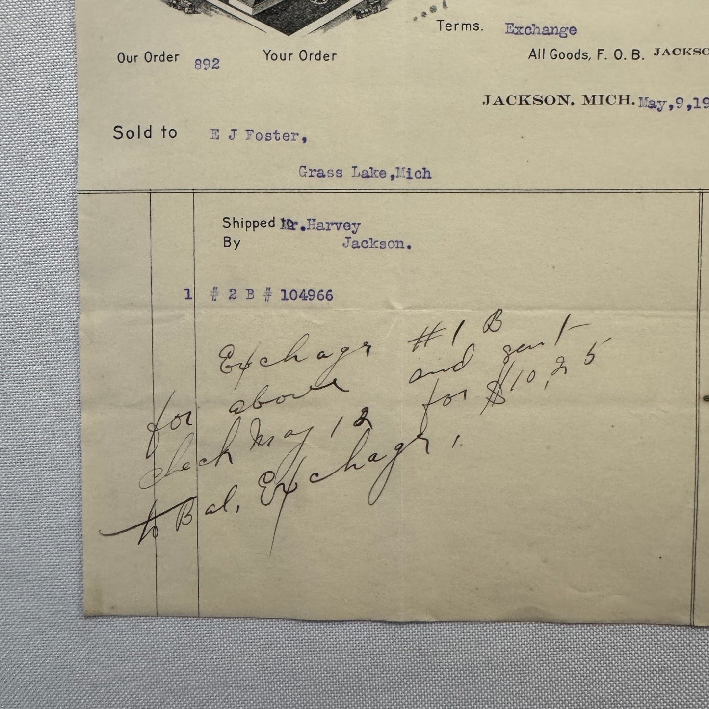 Empire Cream Separator Company New Jersey Michigan Letterhead Document 1908