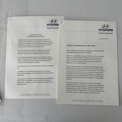 1996 Hyundai Car Press Kit S-Coupe S Coupe Sonata Lantra Accent H100 GERMAN