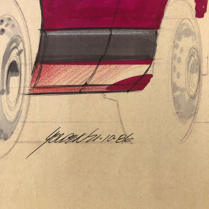 Ford Car Styling Concept Illustration Art Drawing Sketch Vintage SIGNED 1986