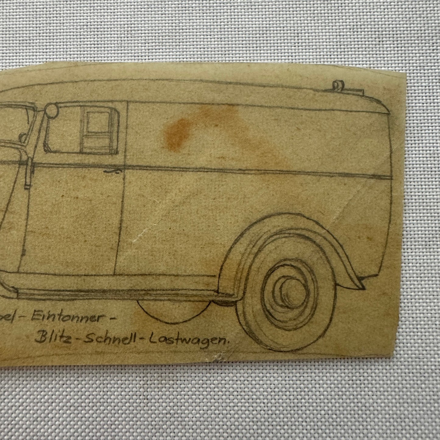 Vintage Illustration Opel Delivery Van Hand Drawn Drawing Sketch Art Germany