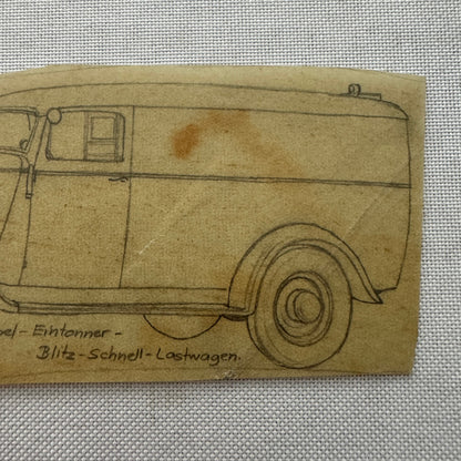 Vintage Illustration Opel Delivery Van Hand Drawn Drawing Sketch Art Germany