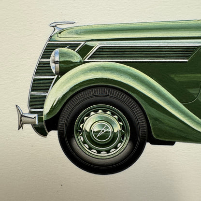 1938 Ford V8 Type 48 Cabriolet Car Illustration Art Drawing Hand Drawn