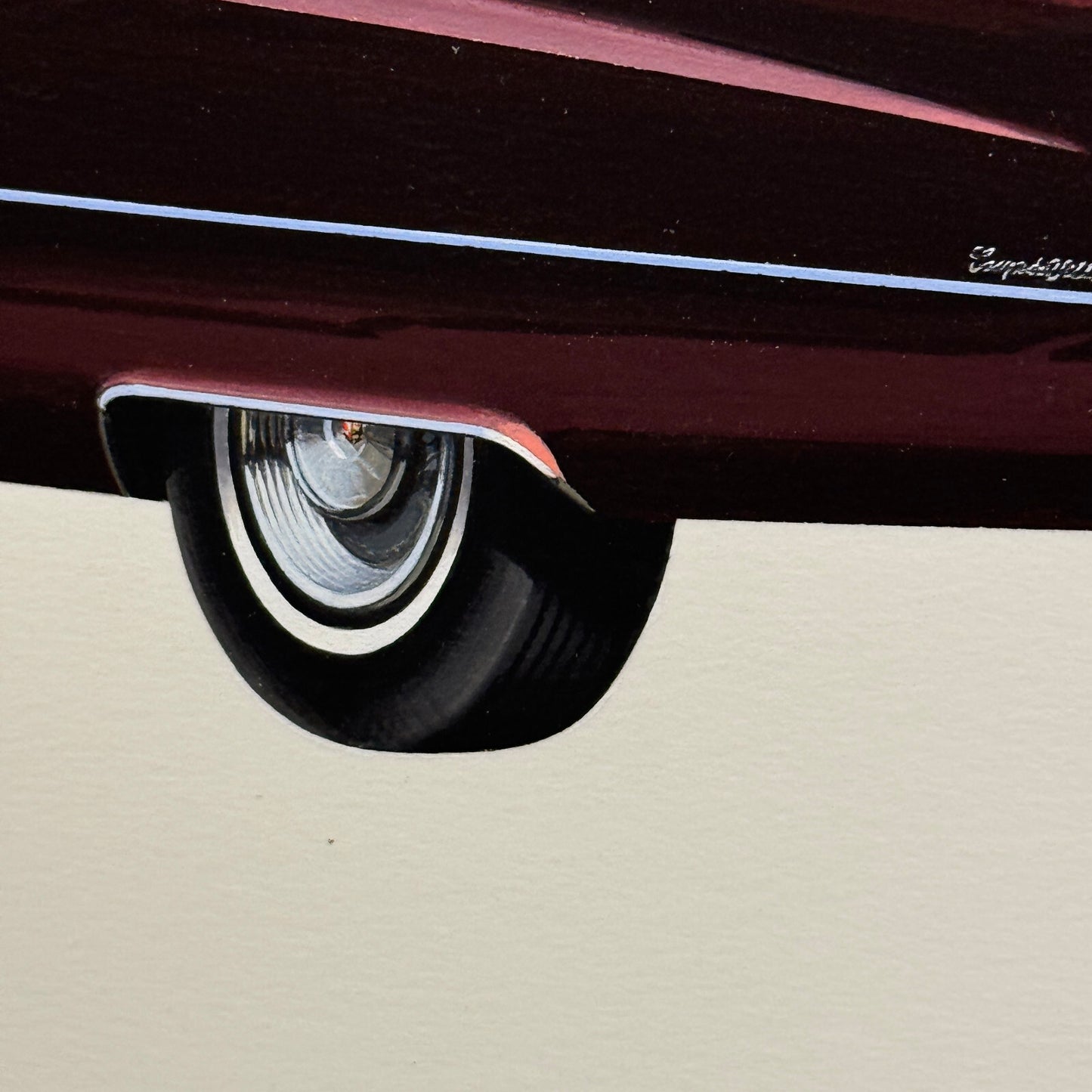 Vintage Cadillac Coupe de Ville Car Illustration Art Drawing Hand Drawn