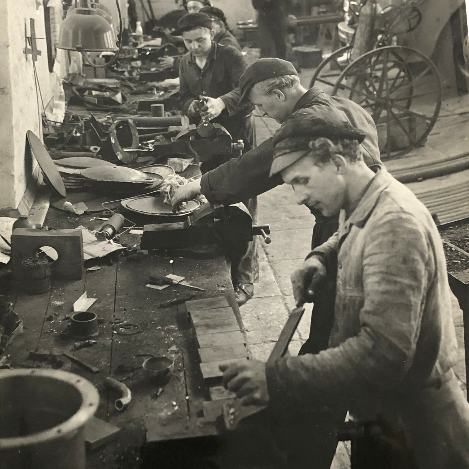 Antique Vintage Photograph of a Factory with Workers - Denmark Ergo Trailer