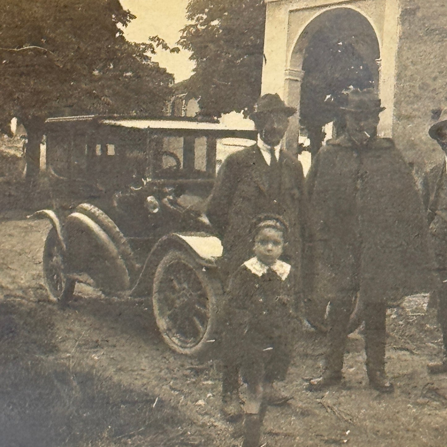 Vintage Photograph Photo Antique People with Early Automobile Car Children Kids