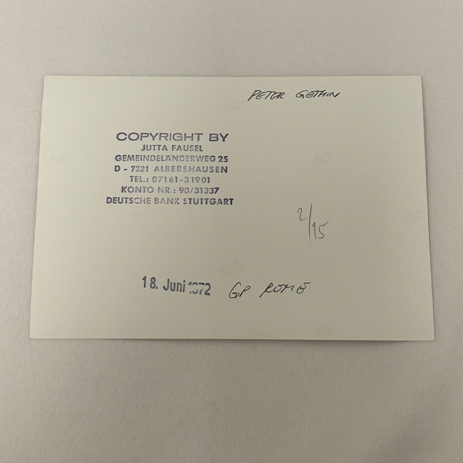 Vintage Racing Photo Peter Gethin 1972 Rome Grand Prix Race Italy Italian