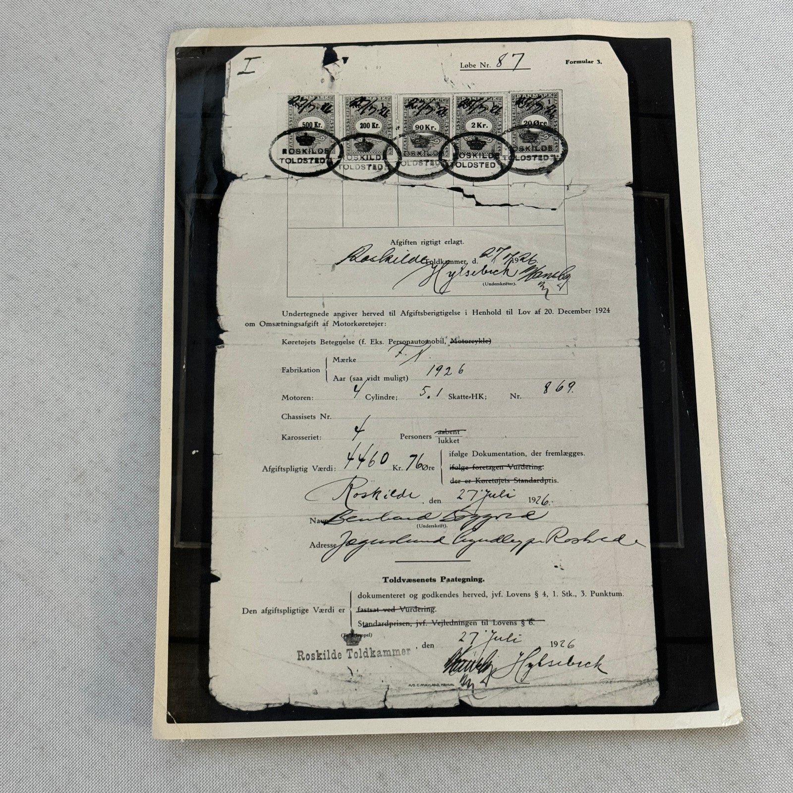 Fabrique Nationale FN Car Automobile Purchase Document Photograph Lot 2x