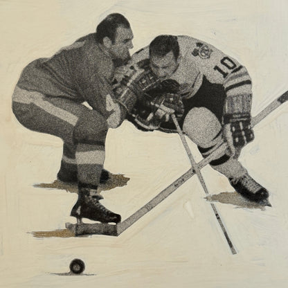 Vintage Hockey Photo Detroit Red Wings Chicago Blackhawks Player Photograph