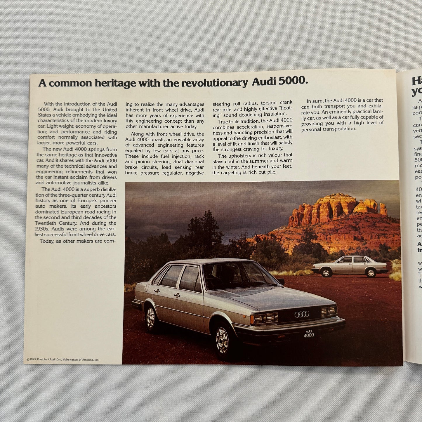 Audi 4000 Car Sales Brochure Catalog Advertising Vintage 1979 1980