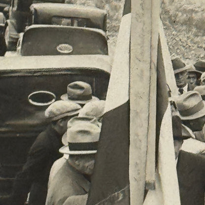 Vintage Photograph Crowd of People with Early Antique Cars Automobiles