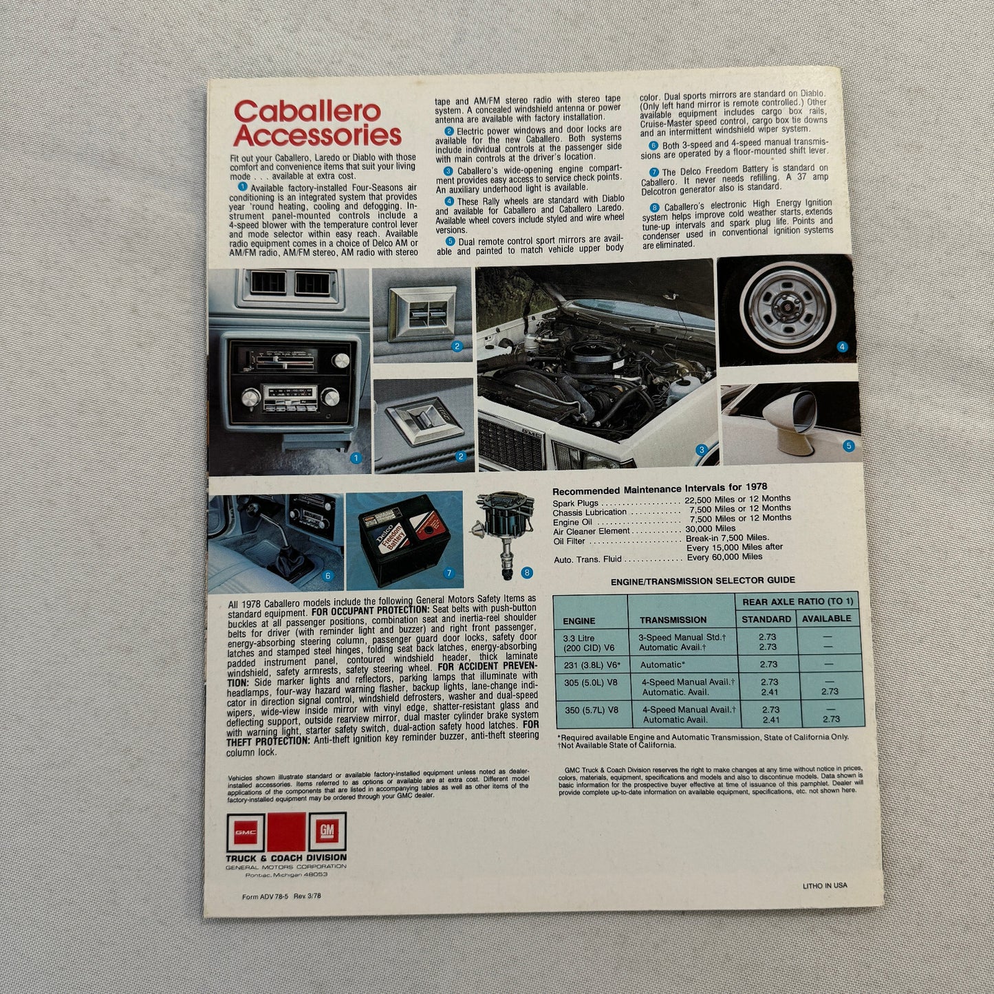 1978 GMC Caballero Pickup Sales Brochure Catalog Advertising