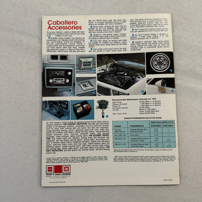 1978 GMC Caballero Pickup Sales Brochure Catalog Advertising