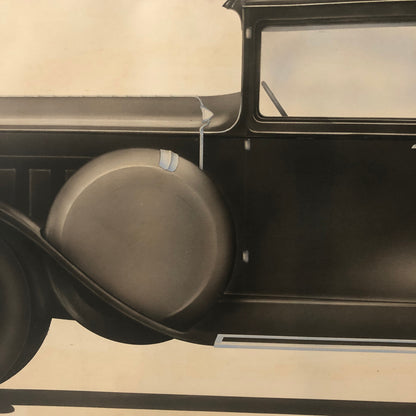 Antique Automobile Car Illustration Art Signed and Dated 1929
