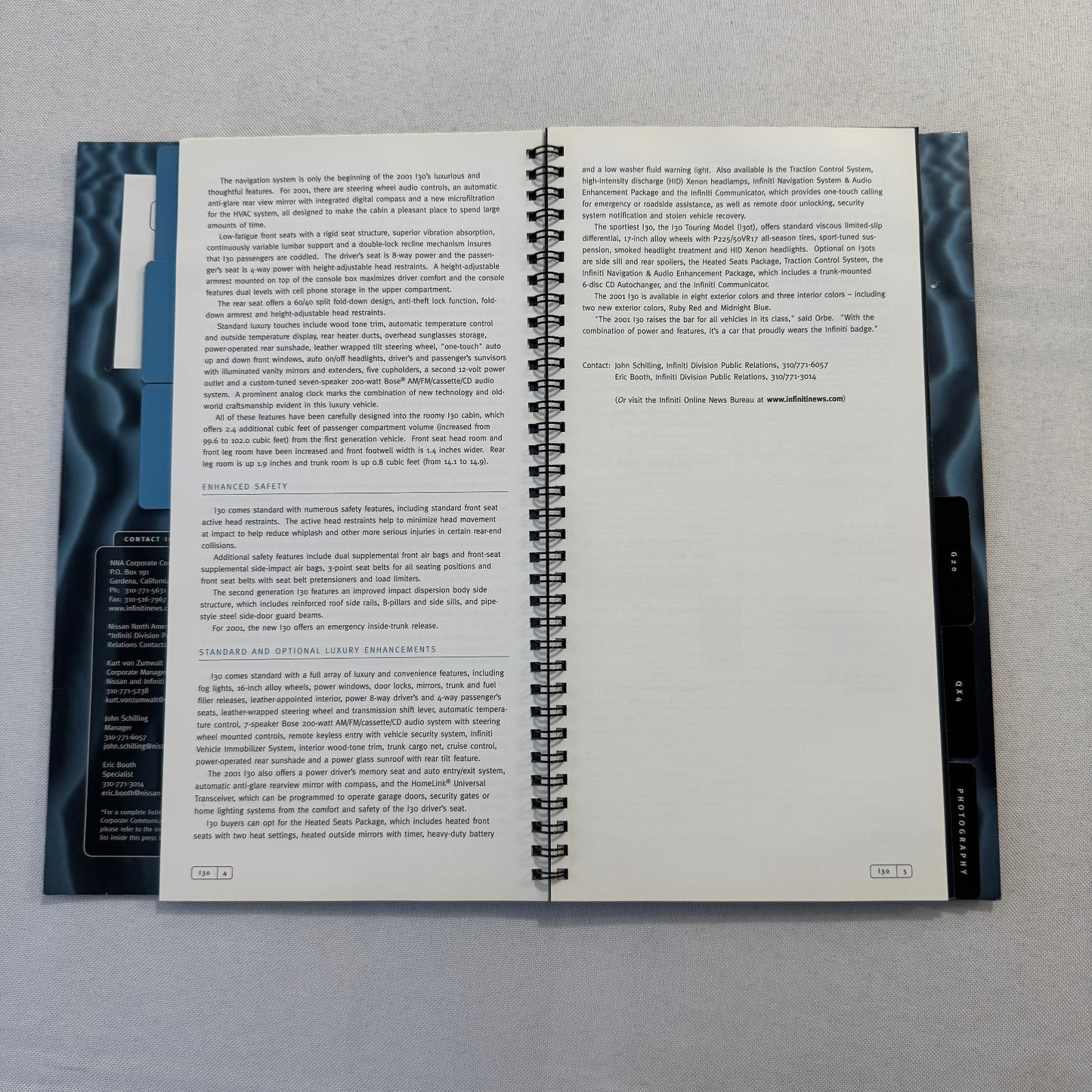 2001 Infiniti Car Press Kit Brochure Q45 I30 G20 QX4 Photo CD 35mm Slides