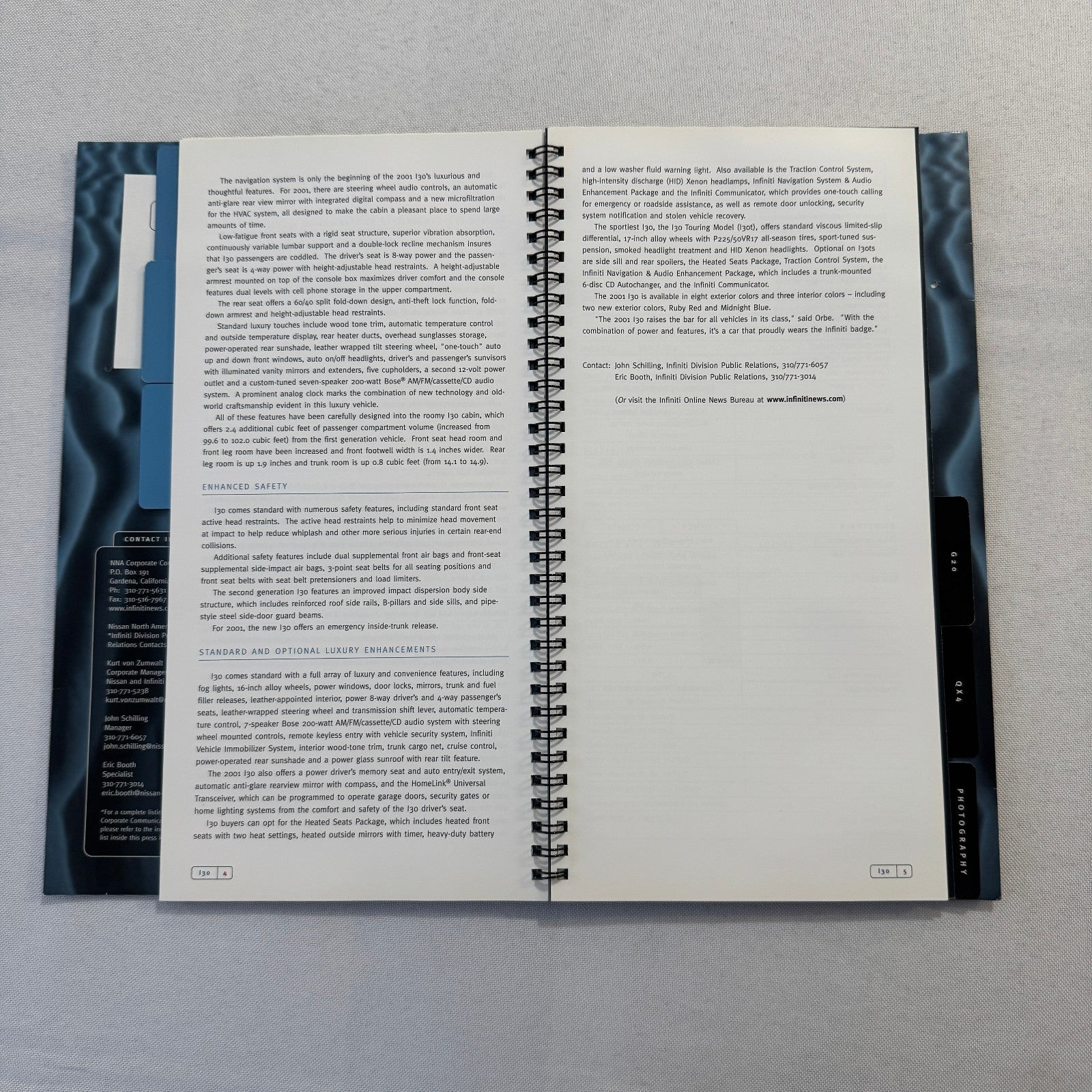 2001 Infiniti Car Press Kit Brochure Q45 I30 G20 QX4 Photo CD 35mm Slides