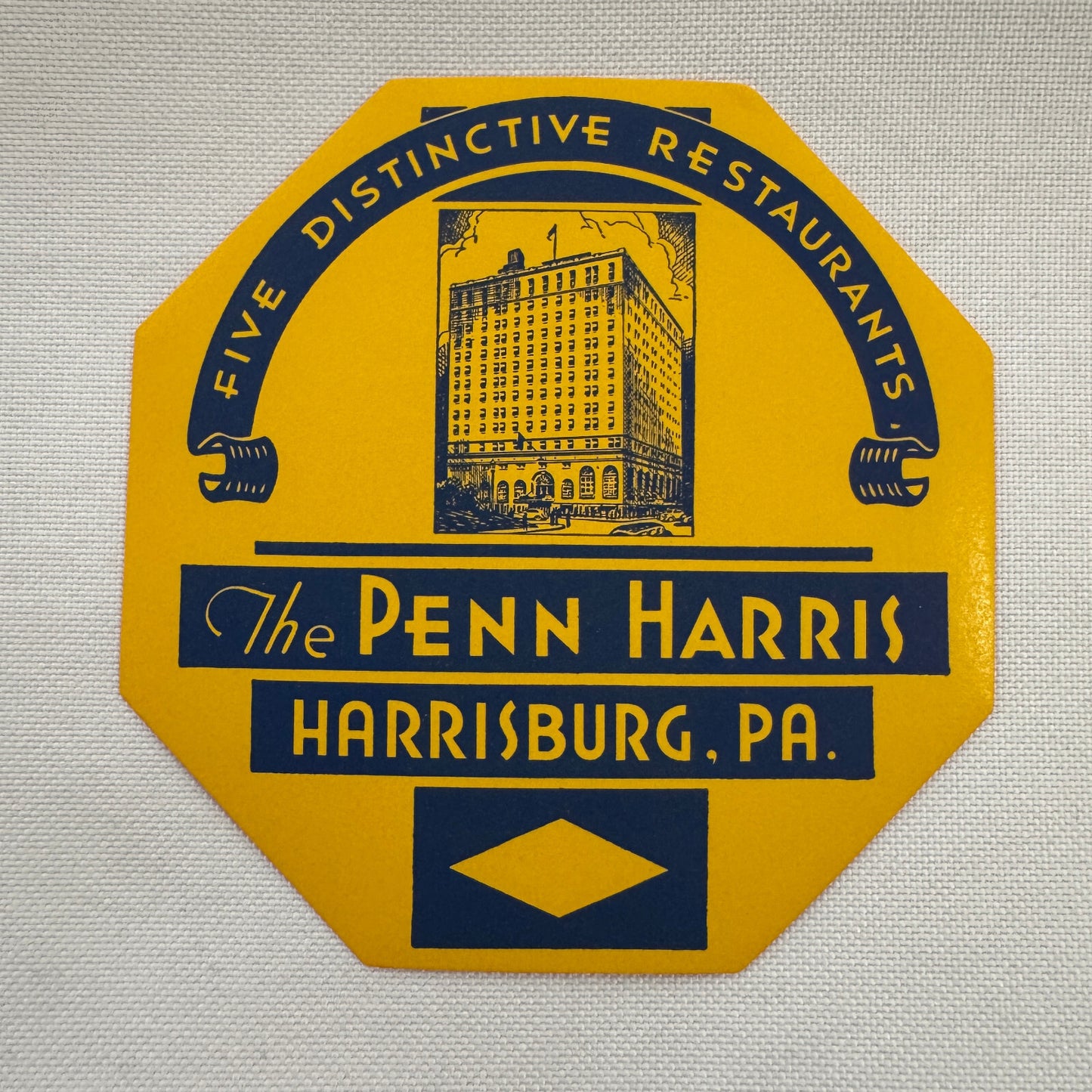 Vintage Travel Luggage Label The Penn Harris Hotel Harrisburg Pennsylvania PA