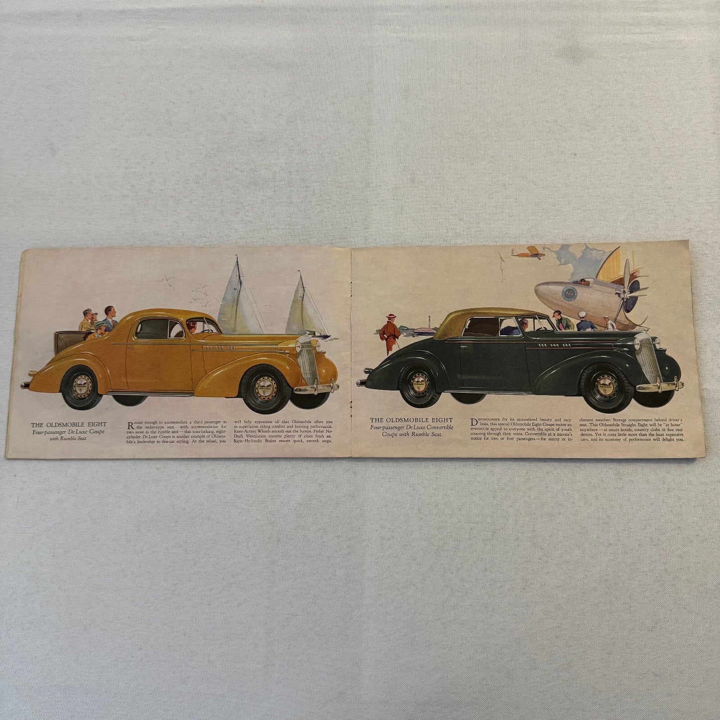 1936 Oldsmobile Six and Eight Sales Brochure Catalog Coupe Sedan Convertible