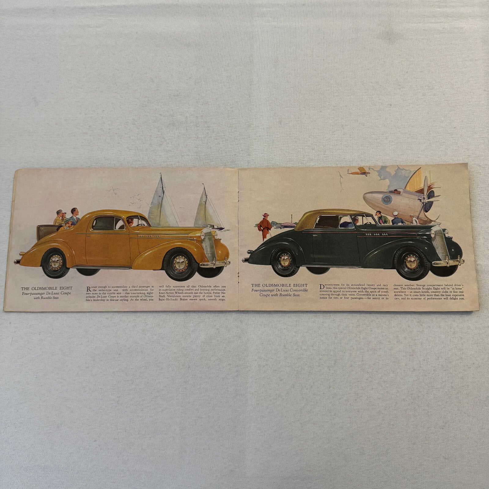 1936 Oldsmobile Six and Eight Sales Brochure Catalog Coupe Sedan Convertible