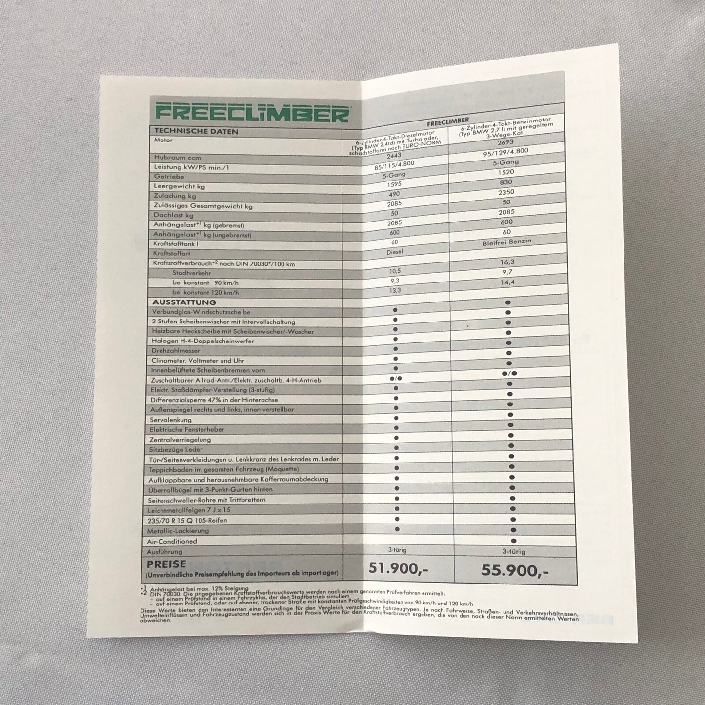 1991 Bertone Freeclimber SUV Sales Brochure BMW Engine Bertone Free Climber