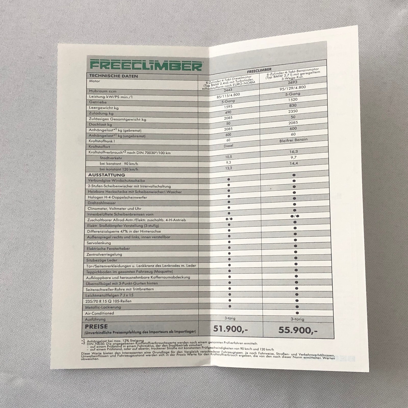 1991 Bertone Freeclimber SUV Sales Brochure BMW Engine Bertone Free Climber