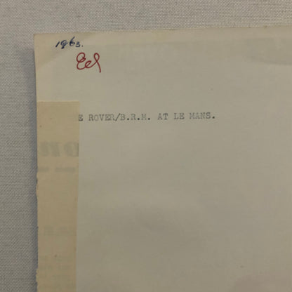 1963 Rover BRM at LeMans Racing Photo Photograph Print Vintage