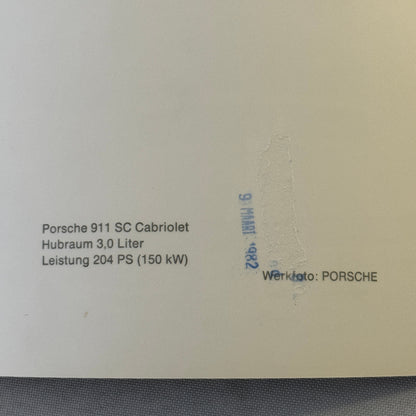 Porsche 911 SC Convertible Cabriolet Car Factory Press Photo Photograph