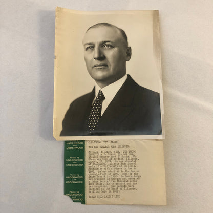 Press Photo Photograph Republican Senator Otis F Glenn Illinois Underwood 1928