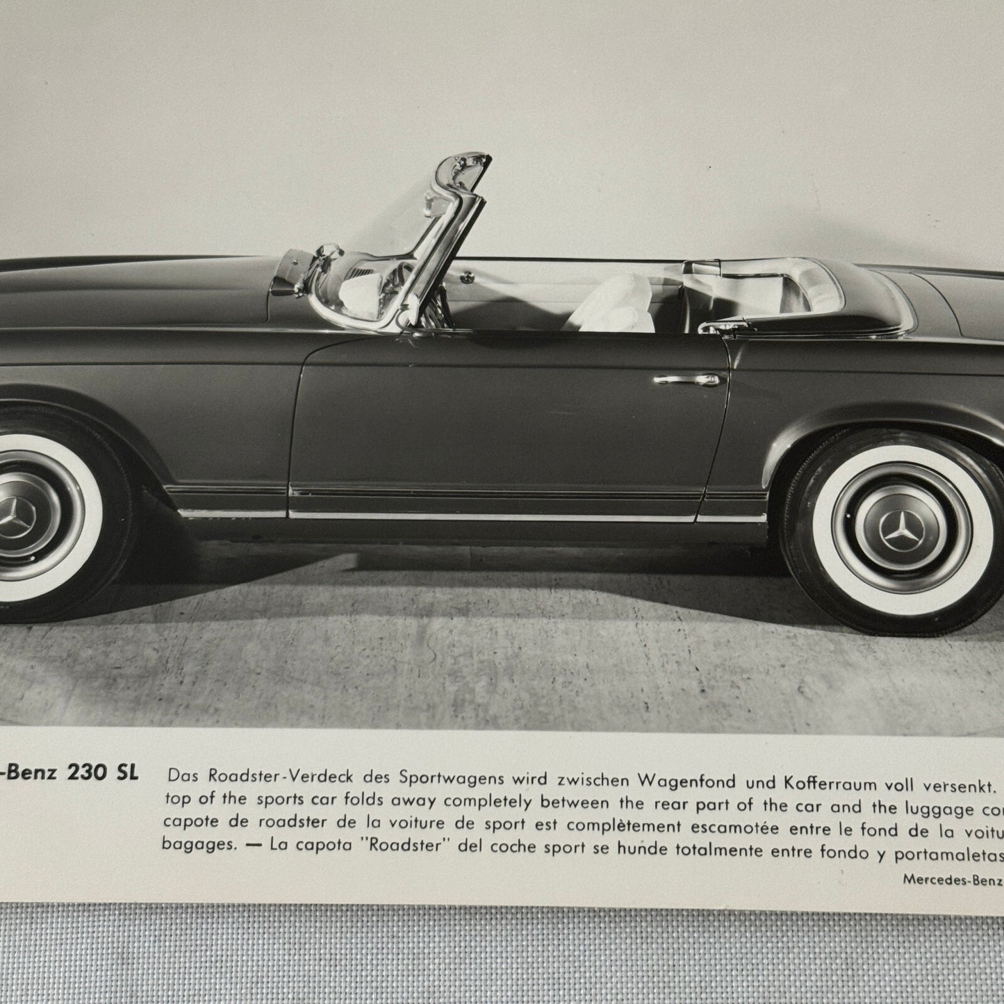Vintage Mercedes Benz 230 SL Roadster Convertible Factory Press Photo Photograph