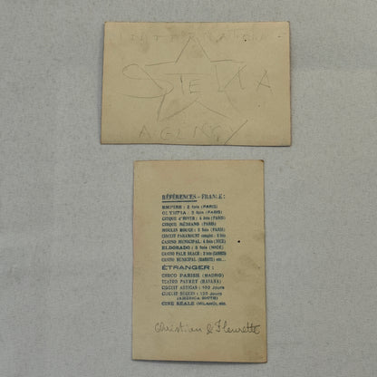 Vintage CIrcus Balancing Act Advertising Card Lot of 2 Christian & Fleurette